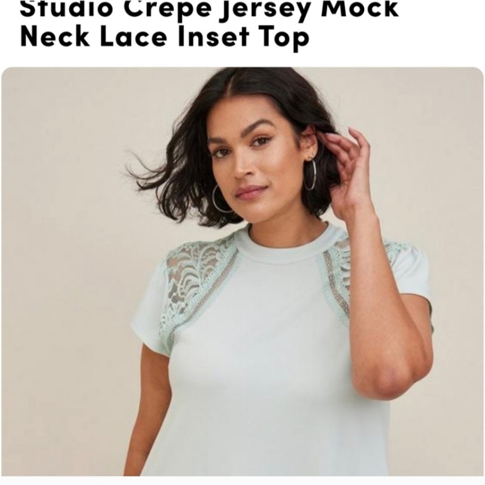 NWT BLACK crepe lace mock neck